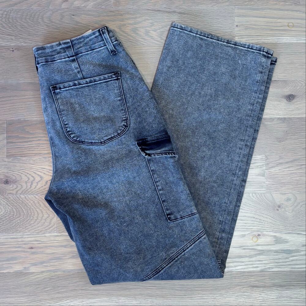 L’agence Brooklyn High Waist Wide Leg Cargo Utility Jeans Gray Women Size 27 - Picture 9 of 11